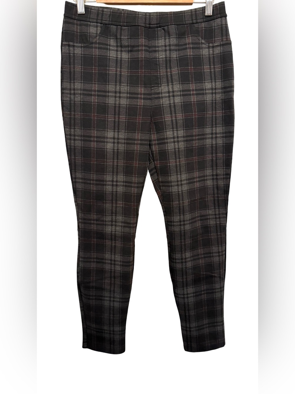 Sanctuary Plaid Pants Size Large Black Gray Tartan Pull-On Ankle Pants
